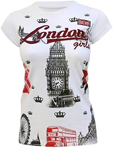 New Ladies London Girls Printed Women Big Ben Souvenir Tourist T Shirt Tee S M L (White, Large *UK 10-12*)
