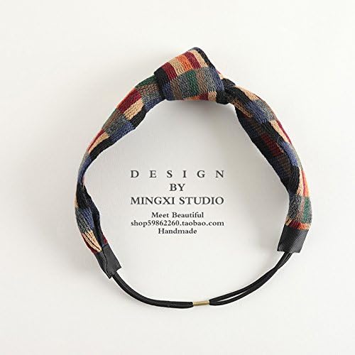 MultiKing Headband Headdress Vintage Plaid Wide Cross Headband Turban Wash Short hair hoop Simple Knot Korean, A