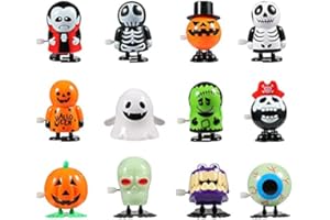 FunsLane Halloween Citrouille fantôme fantôme Skull Wind Up Toys, Jouets de Saut drôles pour Halloween Party Faveur Goody Bag Filler (12 Pack)