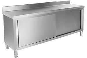 Royal Catering - RCAT-200/60-C - Edelstahl Arbeitsschrank - In der Breite 200 cm - mit Aufkantung