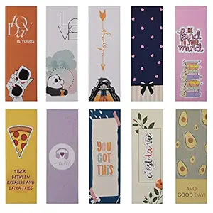 Papboo Designer Bookmarks Set of 10, Design- 1 - Specially Designed for Book, Artcard, Matte Finished,NO Repeat Designs, Multi-Color Bookmark (6*2 inches)