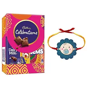 YaYa Cafe Rakhi Gifts Combo for Brother Cadbury Celebrations Assorted Chocolate Gift Pack with Cute Baby Boy Printed Rakhi - 64.2g