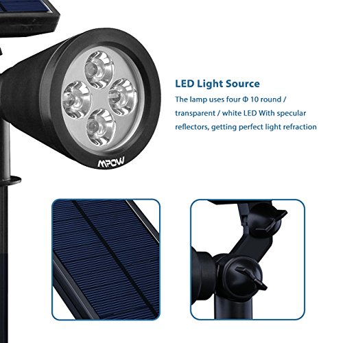 Mpow 2 Stück Gartenleuchten Soleil P2 Superhelle Solarbetriebene Outdoor Spotlight, Wasserdicht für die Hinterhöfe, Gärten, Rasen usw. - 4