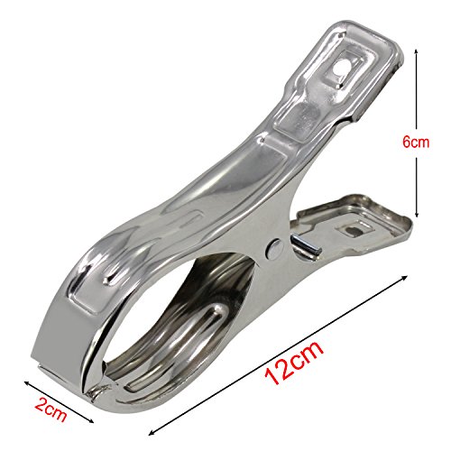 KEESIN 6 Stück Edelstahl Strand Handtuch Clips Große hängende Stöpsel Windbeständig für schwere Kleidung (Tippe B) - 2