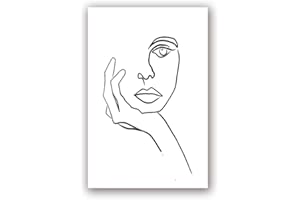 ZMFBHFBH Imprimer Picasso Dessin au Trait Moderne Le penseur Affiche Visage Minimaliste Art Croquis Noir Blanc Mur Art décor Toile Peinture 20x30 cm (7.8x11.8 Pouces) sans Cadre
