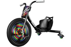 Razor RipRider 360 Lightshow - Triciclo para Niños 5+ con 360° Drift Steering, Luces Multicolores Activadas por Movimiento, Triciclo Drift de 3 Ruedas con Ruedas Traseras - Negro