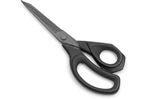 LIVINGO 24 CM Ciseaux en Acier Inoxydable Forgé Revêtus de Titane – Ciseaux de Couture, Haute Précision, Idéaux pour Tissu, Cuir, Artisanat et Bureau, Poignée Ergonomique, Noir