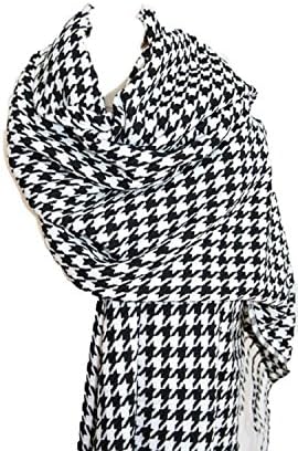 Womens Ladies Dogtooth Houndstooth Wool Large Big Scarf Pasmina Wrap Shawl UK Seller