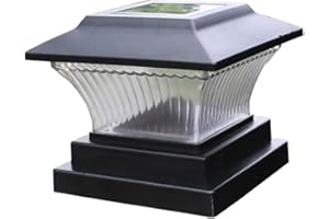 Uonlytech 1Pcs Apparecchi di Posto Esterno Luce Solare Pilastro Luci Con Il Molo di Montaggio Della Piattaforma di Base Recinzione Luce per Tappo Cancello Del Giardino Messaggi Patio (Nero