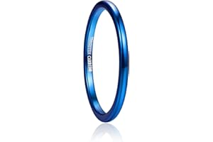 VAKKI 2mm Anello di Tungsteno per Uomo/Donna Sottile Blu/Argento/Nero Fede Nuziale Anello di Fidanzamento Impilabile Taglia 12.5-27.5