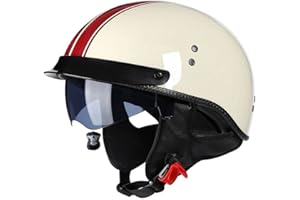 SMILFREE Motorrad Halbhelm Retro Motorradhelm Halbschalenhelm mit ECE Rollerhelm Cruiser Chopper Erwachsene Herren Damen Motorrad Jethelm mit Visier