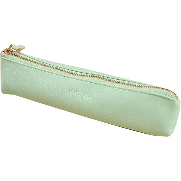 Amaxiu Lot De 2 Petites Trousses à Crayons Fines En Cuir Synthétique Fabriquées à La Main Avec Fermeture éclair (gris Rose