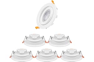 ENUOTEK Lampes Plafonnier Spot a Encastrer LED Encastrable Orientable Grand Dimmable 12W pour Plafond Blanc Chaud Froid Ajustable Diametre Plafond 120-130MM Angle de Eclairage 40° Lot de 6 de