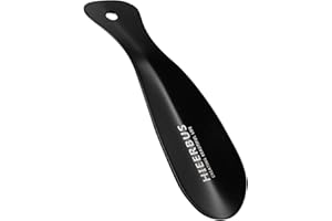 HIEERBUS Calzascarpe da 19,1 cm, in metallo, portatile, di qualità, in acciaio inox, per uomini, donne e bambini, alla moda, da viaggio, nero, 7.5inch