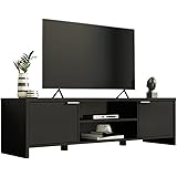 Madesa Mobile TV con 2 ante, per il Soggiorno e camera da Letto, per TV a 65 pollici, 145 x 38 x 40 cm, in legno – Nero