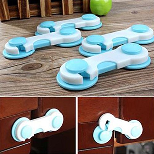 5x Cabinet Door Drawer Wardrobe Toddler Baby Safety Plastic Lock Blue