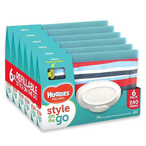Huggies Style on the Go Pouch with 40 Wipes (Pack of 6, Total 240 Wipes)