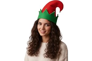 TC Toys - Adult Elf Hat with Jingle Bells - Classic Red and Green Christmas Costume Accessory for Parties, Fun and Festive Wear