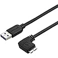 StarTech.com 2m 6 ft Slim Micro USB 3.0 Cable M/M - Right-Angle Micro-USB - USB 3.0 A to Micro B - Angled Micro USB - USB 3.1 Gen 1 5Gbps (USB3AU2MRS), Black