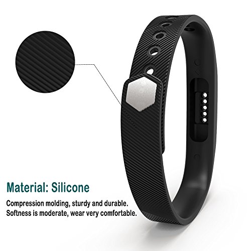 Für Fitbit Flex 2 Zubehör Ersatz Armband – iFeeker Classic Weiche Silikon Metall Schließe Uhr Buckle Design Armband Halter Tasche für 2016 Fitbit Flex 2 Fitness Activity Tracker (Klein oder Groß) - 2