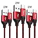 Price comparison product image USB Type C Charging Cable, FITPOW 3Pack 2m USB C Charger Nylon Braided Fast Charging and Date Sync Cable Cord for Samsung Galaxy S9 S8 Note8, Huawei P20, Honor View 10, OnePlus 5T 6, HTC U11, Sony Xperia XZ, Nintendo Switch (Red)