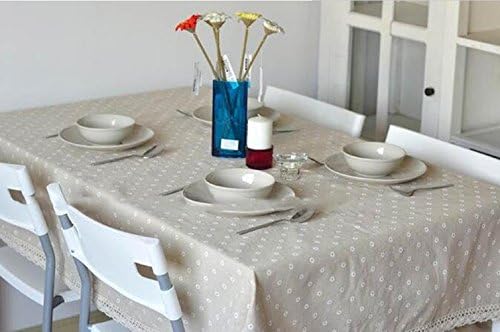 Superwinger Vintage Lace Tex Tablecloth,Linen Embroidered Rectangle Quotes Washable Dinner Picnic Table Cloth,Assorted Size.