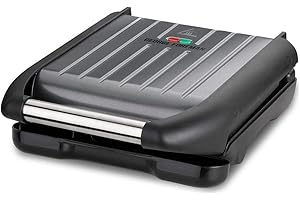 George Foreman Grill Barbecue Electrique 1650W, Viande, Panini, Sandwich, Revêtement Antiadhésif, 5 Portions - Gris 25041-56