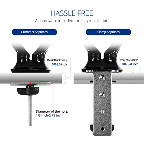 Cusfull Dual Tischhalterung Monitorhalterung Monitor Ständer Schwenkbarme für 2 LCD LED Monitore 17“-27“ – Einstellbar VESA 75 / 100 - 4