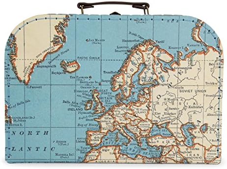 Small suitcase vintage map design storage case carry case wedding favour decor (25.5cmx18cmx8cm)