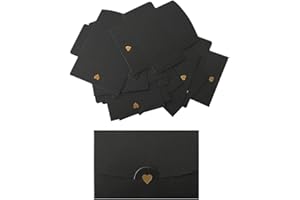 CZAKOMIX 40PCS Mini Briefumschläge, Perlglanzpapier Umschlag mit Herz Verschluss, Geschenkkarte Umschlag, für Diy GeschenkKarten Weihnachten Valentinstag Geburtstagsfeier Geschenk Card(Schwarz)