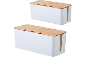 AXLOFO Caja de gestión de Cables con Tapa: Organizador de Cables, Caja de Almacenamiento para regletas, Lugar de Trabajo ordenado para Cable/regletas, 2 tamaños (2 Piezas-BAI)