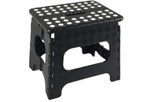 B4E 9-inch Super Strong Folding Step Stool | Lightweight Foldable Heave Duty Step Stool For Kitchen/Bathroom/Outdoor/Camping/Garden | Non-Slip Long Lasting Black Step Stool For Fishing/Office