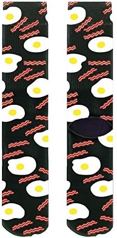 Mens Women's Funny Socks All Over Printed High Hipster Teenager Fashion Weed (One Size Fits S / M / L, Eggs &amp; Bacon)