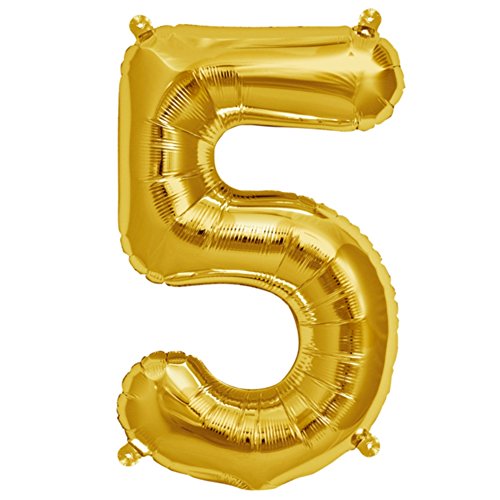 Ballon Zahl 0-9 in Gold - XXL 40"/102cm - Folienballons für Luft oder Helium als Geburtstag, Jubiläum, Hochzeit oder Abschluss Geschenk, Party Dekoration oder Überraschung
