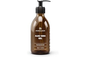 ‎JUNGLÜCK JUNGLÜCK Aloe Vera Gel 250ml - Vegan | BIO Aloe Vera Saft - Natürliche After Sun Pflege | Kühlt, beruhigt und spendet deiner Haut Feuchtigkeit - Ideal bei Sonnenbrand - für Gesicht, Haare und Körper