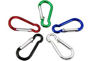 TRIXES 5 x karabińczyk na kemping, brelok sportowy mini sprężyna 5 cm, klips pierścieniowy D na kemping, wędrówki, torba podróżna, lekki mały karabińczyk, klipsy do kluczy