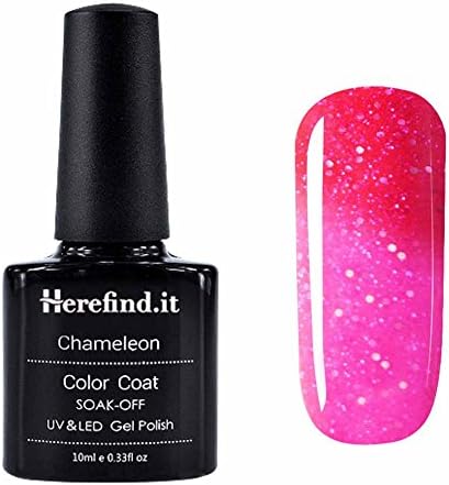 Temperature Color Chameleon Gel Nail Polish Soak Off | Requires UV or LED Nail Lamp| Glitter Raspberry , Glitter Bright Pink ( 10ML, Pack of 1) #5739