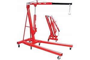 Start Grue de levage de chèvres pliable sur roues, capacité 2 tonnes, bras réglable en 4 positions, dimensions ouvertes 158 x 106 x 156 cm, idéale pour les ateliers et les garages