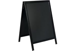 SECURIT - Lavagna Da Terra Woody Bifacciale In Legno Di Pino - Per Pennarelli A Gesso Liquido - Per Caffè, Ristoranti, Bar, Negozi - 55x85 cm - Colore Nero