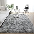 Cekene Rugs for Livingr Room Grey 120x160cm Fluffy Faux Fur Bedroom Rugs Small Shaggy Floor Carpets Mat Beside Rugs for Girls Room Bedroom Home Decor