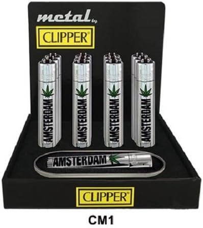 1 x – Metal Amsterdam Leaf with Mobile Edition Metal Flint Clipper Lighter