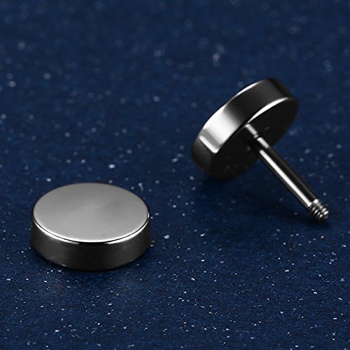 3 Paare 8 mm Tian Edelstahl Herren Ohrstecker Creolen Tunnel Ohrringe für Damen Fakeplug Fake Plug Ohrringe Edelstahl Herren Pierced Earrings Schwarz Stainless Steel Mens Womens Stud Earrings Set Ear Piercing Plugs Tunnel Punk Style - 7