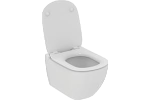 Ideal Standard TESI Ensemble Cuvette WC Suspendu Sans bride, Abattant UltraFin, Simple sans frein de chute, Technologie Aquablade, Cuvette de toilette Blanc T354701