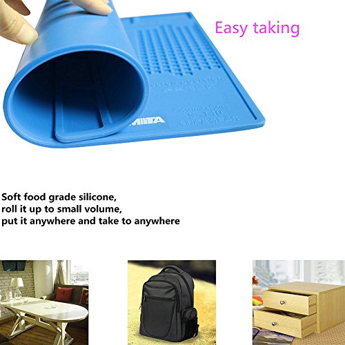 PHIMIITA Lötmatte Silizium-Lötmatte, Magnetisches Projekt Arbeitspad mit 13,8 x 9,8 Zoll, Wartungsplattform Schreibtischmatte, Hitzebeständige Isolierung 500 ℃ für BGA Lötkolben Reparatur Station Mobiltelefon Uhr PC und mehr - 3