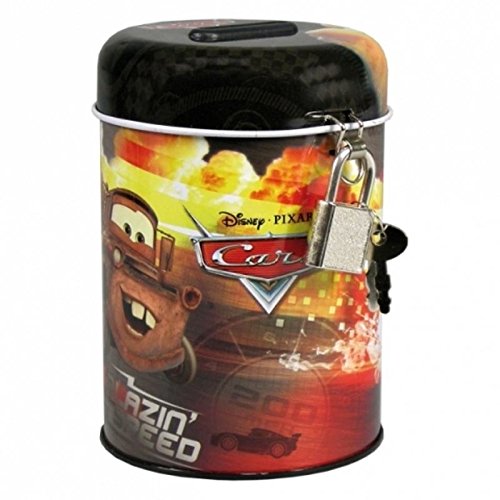 Preisvergleich Produktbild Disney Cars Spardose Metall Sparbüchse Sparschwein 11cm mit Schloß