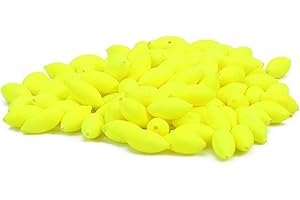 NAROOTE Glow Rig Beads, Luminous Glow Fishing Beads, Float Tackle Sturdy 100pcs Red/Yellow for Sea/Fresh Fishing, Dim Light Environment