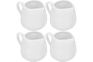 Housoutil 4 Piezas Jarras De Salsa De Cerámica Con Asa Mini Jarras De Leche De 4 Oz Contenedor De Salsa De Cocina Ideal Para Crema Y Salsas En Casa
