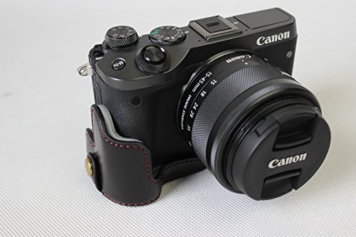 Version d ouverture inf rieure Housse en cuir de protection en cuir PU de protection pour Canon EOS M5 cam ra M6 avec bracelet en cuir PU noir Version d ouverture inf rieure Housse en cuir de protection en cuir PU de protection pour Canon EOS M5 cam ra M6 avec bracelet en cuir PU noir
