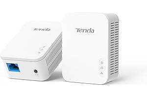 Tenda PH3 1000Mbps Powerline Adapter Kit with Single Port/Home Plug AV2 UK Extender, for fast & stable network expansion ideal for Camera, IPTV, xbox, UK Plug Version - Pack of 2, White