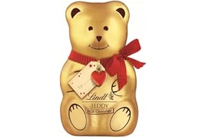 Lindt Teddy Milk Chocolate with Red Gift Tag – 100g – 2025 Christmas, Gift with Customisable Tag for Him & Her, Adults & Kids